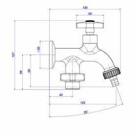 Torneira Deca de Tanque com Derivação para Máquina Standard Cromado