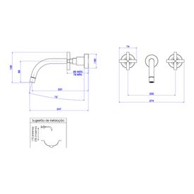 Misturador de Parede para Lavatório Duna Clássica Black Matte