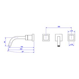 Misturador de Parede para Lavatório Cubo Black Matte