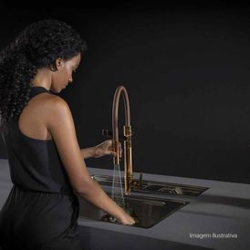 Misturador Monocomando de Mesa com Filtro para Cozinha Twin Colore Red Gold e Marrom