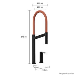 Misturador Monocomando de Mesa para Cozinha Deca Colore Black Matte e Terracota
