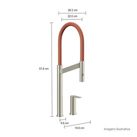 Misturador Monocomando de Mesa para Cozinha Deca Colore Inox e Terracota