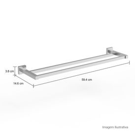 Porta Toalha com Barra Dupla Quadratta Cromado