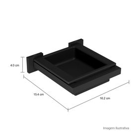 Saboneteira em Louça Quadratta Black Matte