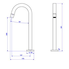 Torneira de Mesa Bica Alta para Lavatório Tube Black Noir