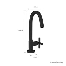 Torneira de Mesa Bica Alta para Lavatório Duna Clássica Black Matte