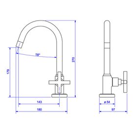 Torneira de Mesa Bica Alta para Lavatório Duna Clássica Black Matte