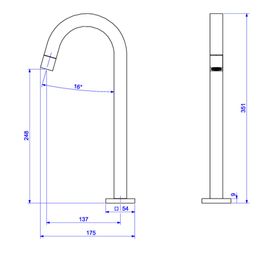 Torneira de Mesa Bica Alta para Lavatório Tube Corten