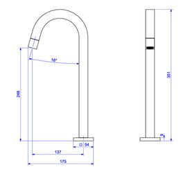 Torneira de Mesa Bica Alta para Lavatório Tube Red Gold